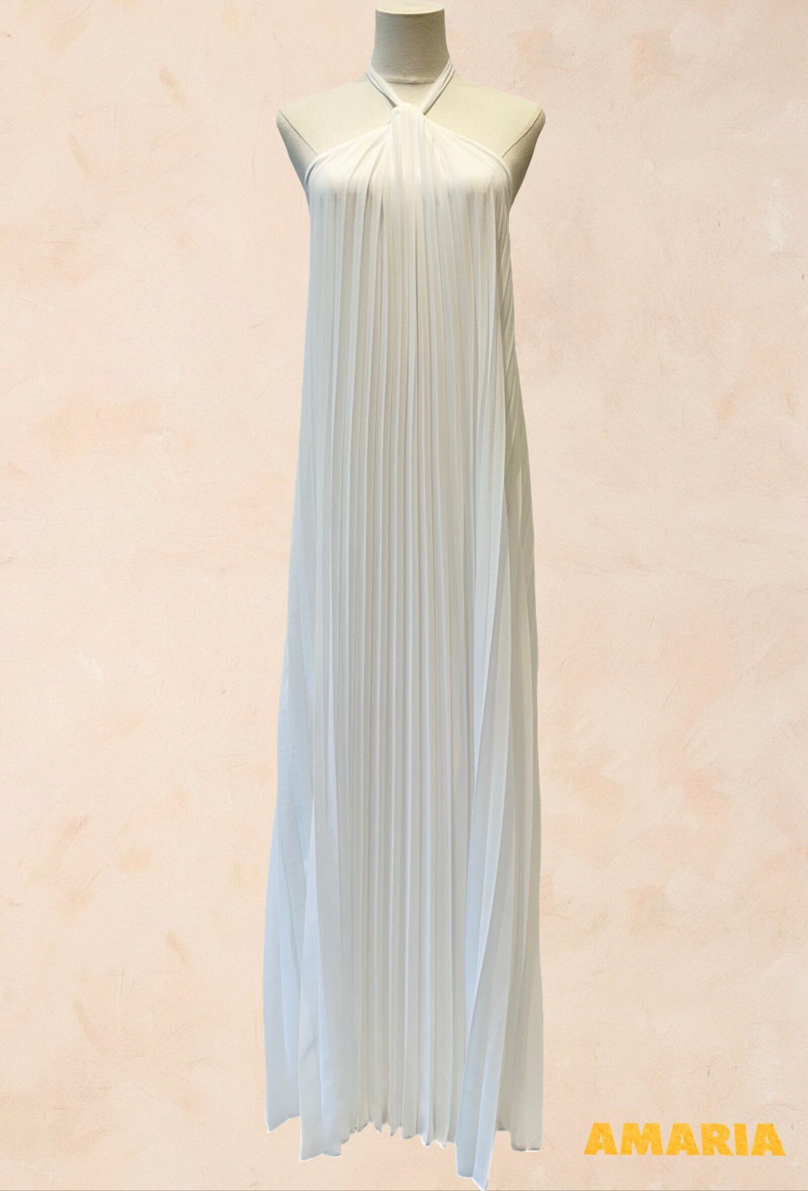 Vestido largo plisado con espalda descubierta – VISCOSA - 002SK