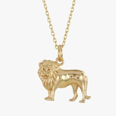 Collana in argento sterling con leone in oro