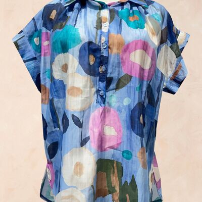 Blusa fluida con stampa floreale artistica - LYOCELL - 4572