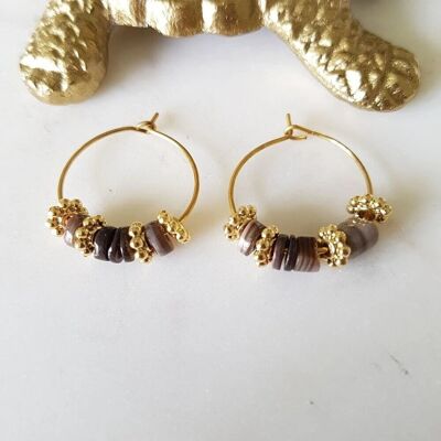 Boucles d’oreilles baby java marron