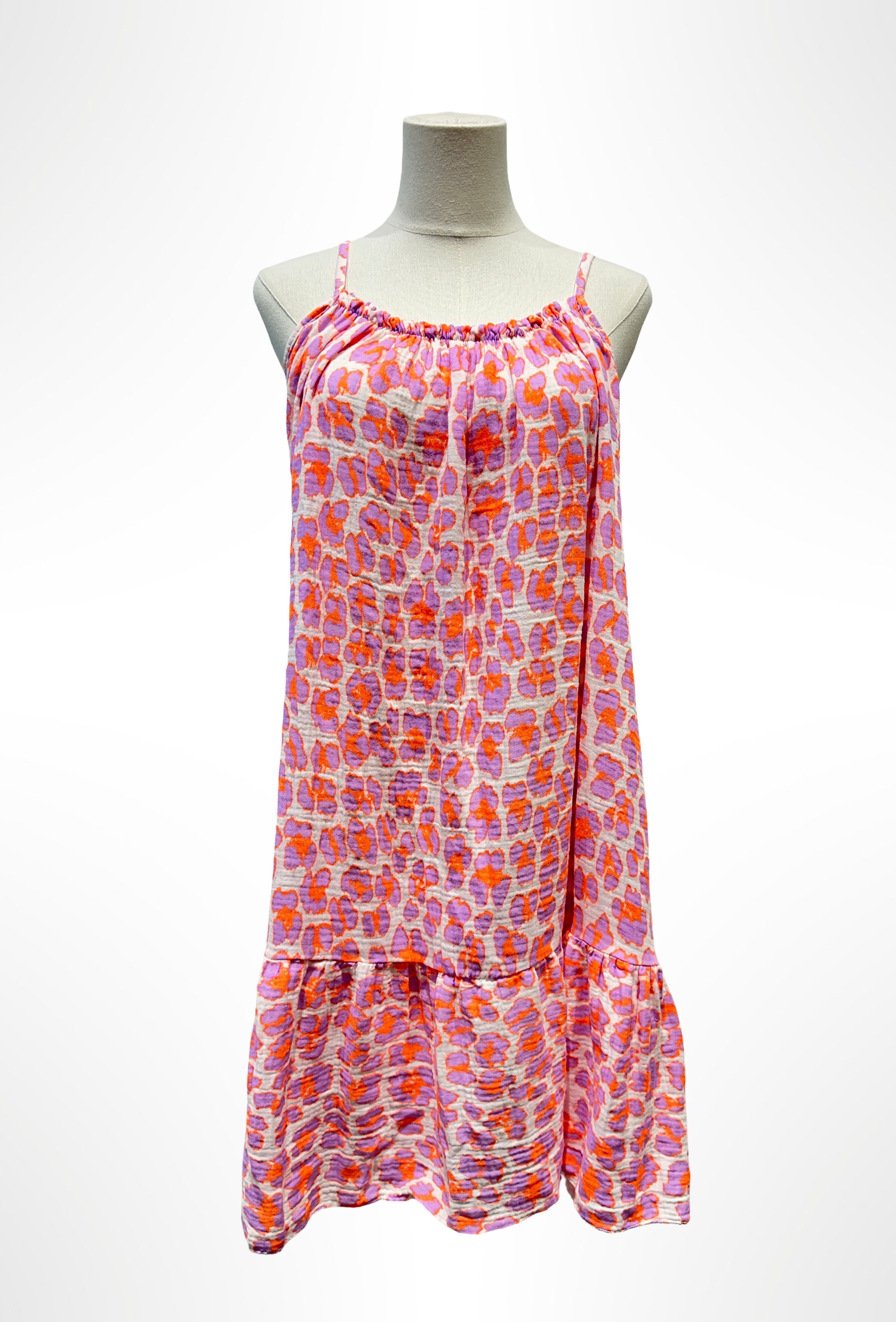 Bohemian-Kleid mit Leopardenmuster und dünnen Trägern