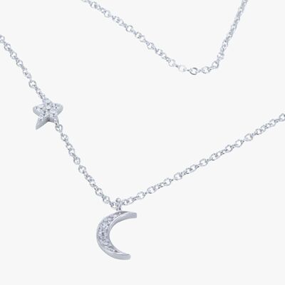 Mond und Stern CZ Halskette