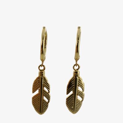 Feather Sleeper Earrings Gold