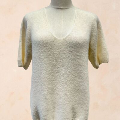 Maglione a maniche corte con scollo a V - ALPACA - 3010marco
