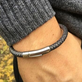 Bracelet en cuir Trigger Happy M020-GREY-21cm 1