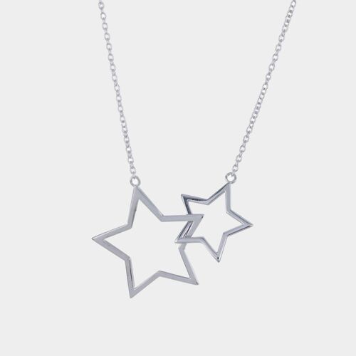 Sterling Silver Duo Star Necklace