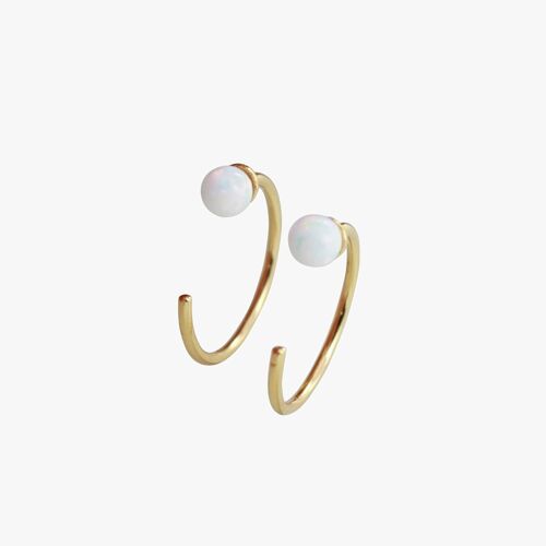 Crescent Opal Hoop Earring Gold