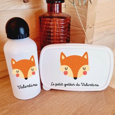 Kit boîte à goûter et gourde personnalisée - Renardeau