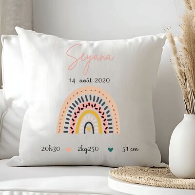 Coussin Naissance Arc en Ciel