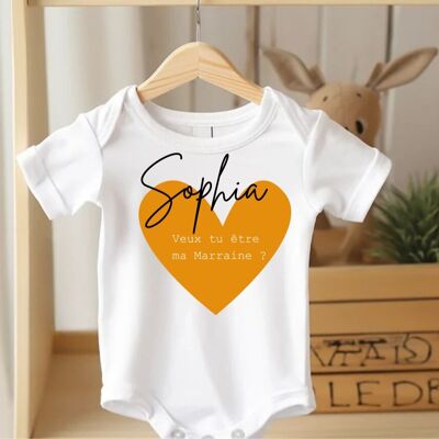Body Bébé Annonce Parrain Marraine cœur