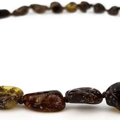 Bébé/Enfant - Collier d'ambre - perles ovales vertes - 33cm
