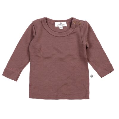Pull / chemise manches longues bébé et enfant en laine - Laine mérinos - Mauve crépuscule