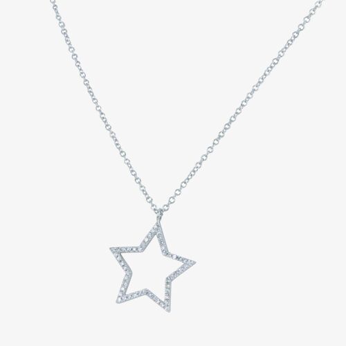 White Gold and Diamond Star Necklace White