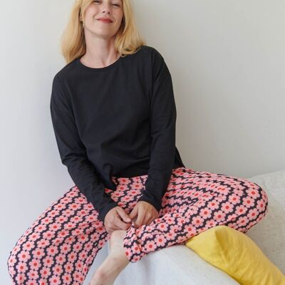 Pyjama Manches Longues Coton BIO - Monique Noir