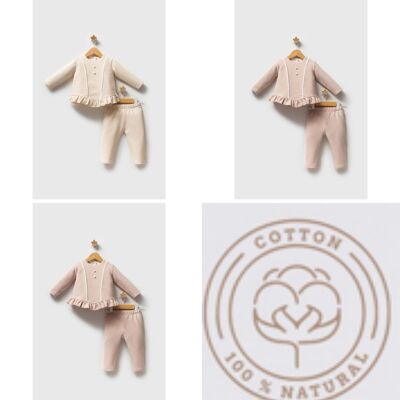 Ensemble 2 pièces en dentelle pour bébé fille, haut et pantalon en coton doux, cinq tailles
