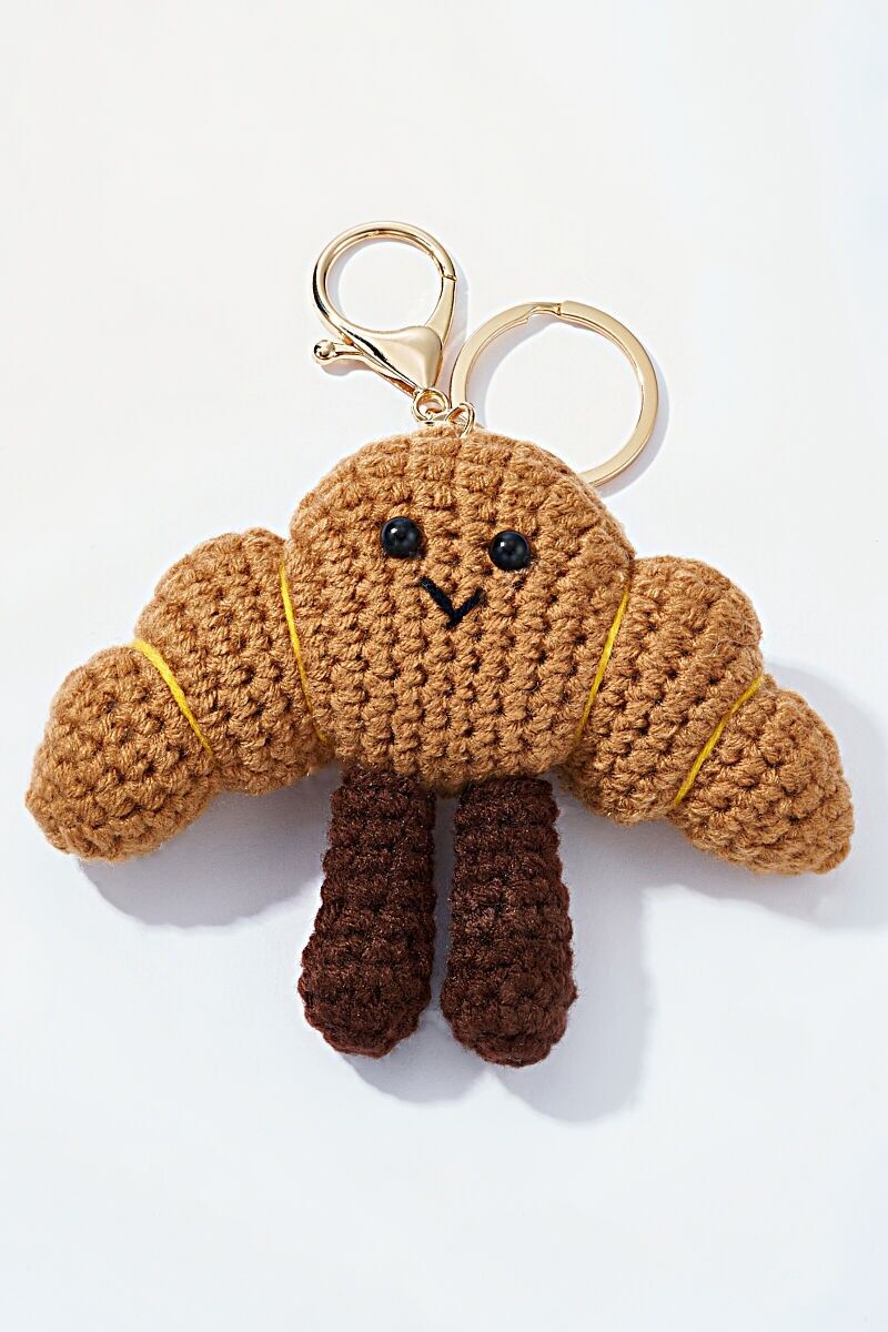 Ciondolo per borsa e portachiavi a forma di croissant all'uncinetto PC001HZ