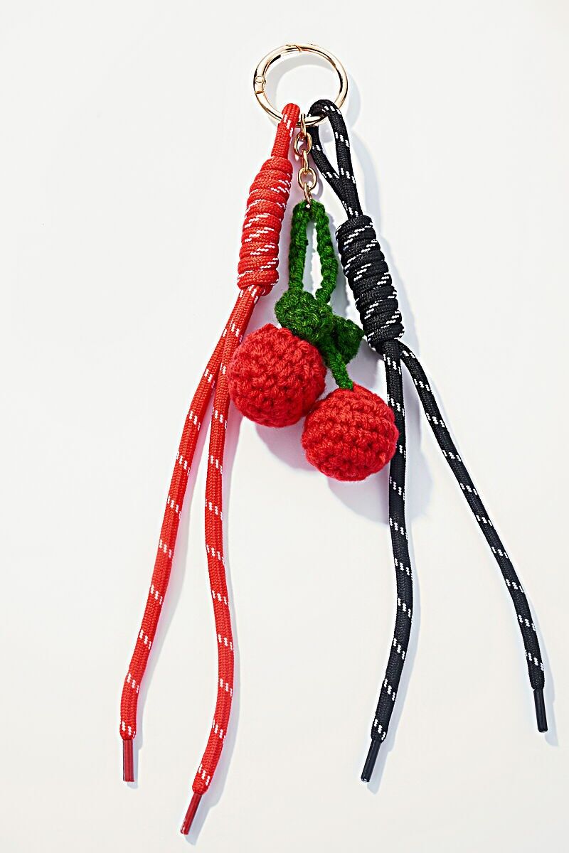 Portachiavi e ciondolo per borsa all'uncinetto con ciliegie PC012HZ