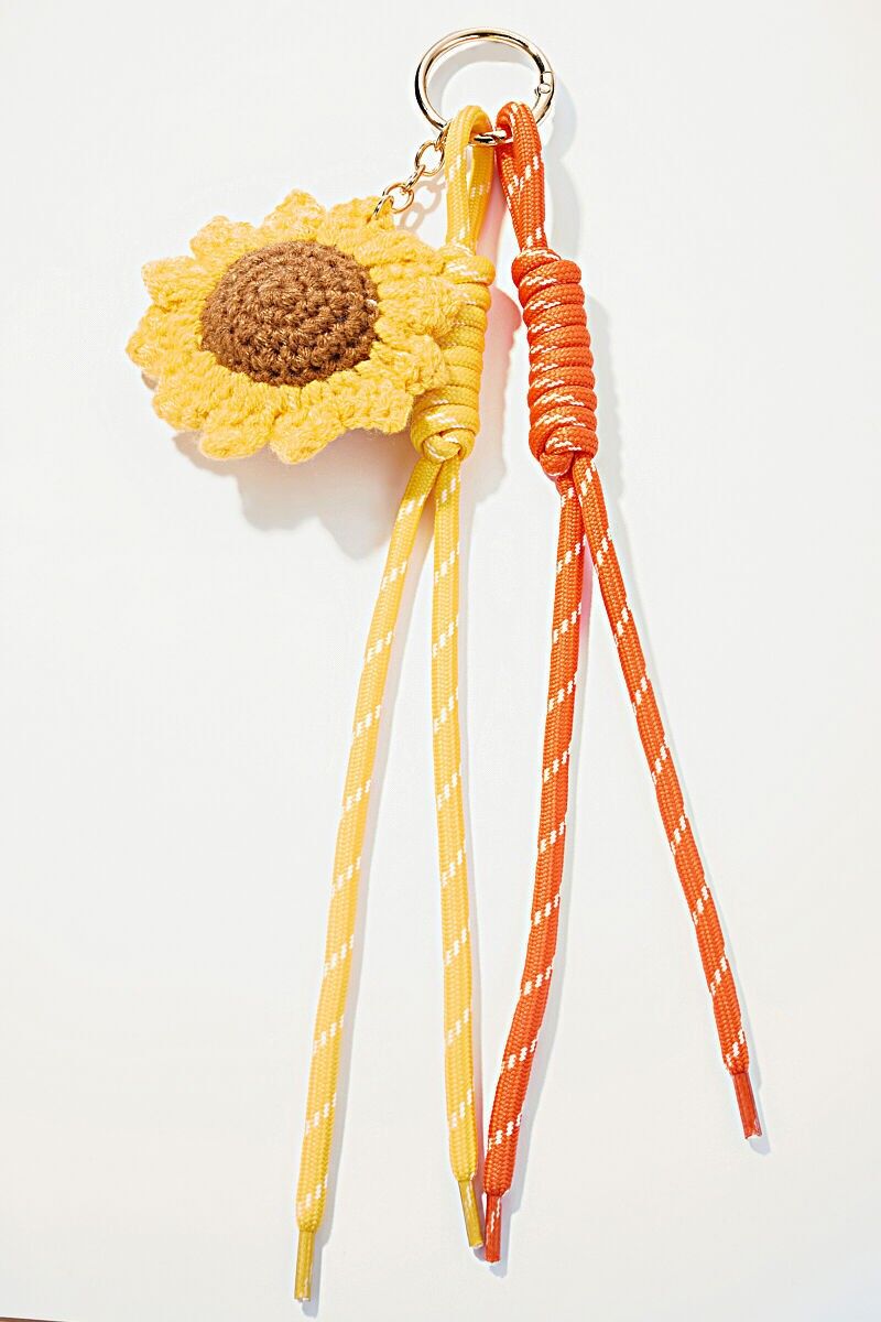 Ciondolo per borsa e portachiavi all'uncinetto a forma di girasole PC013HZ