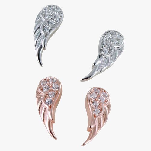 Angel Wing Pave Stud Earrings