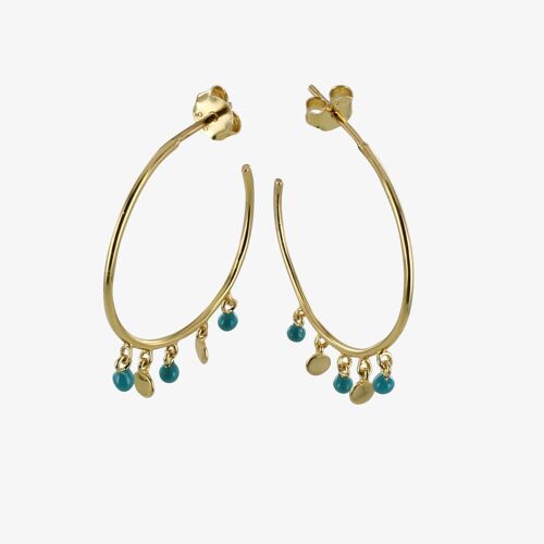 Turquoise Dotty Hoop Earring GOLD