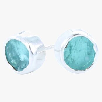 Boucles d'oreilles en pierre brute Apatite 4