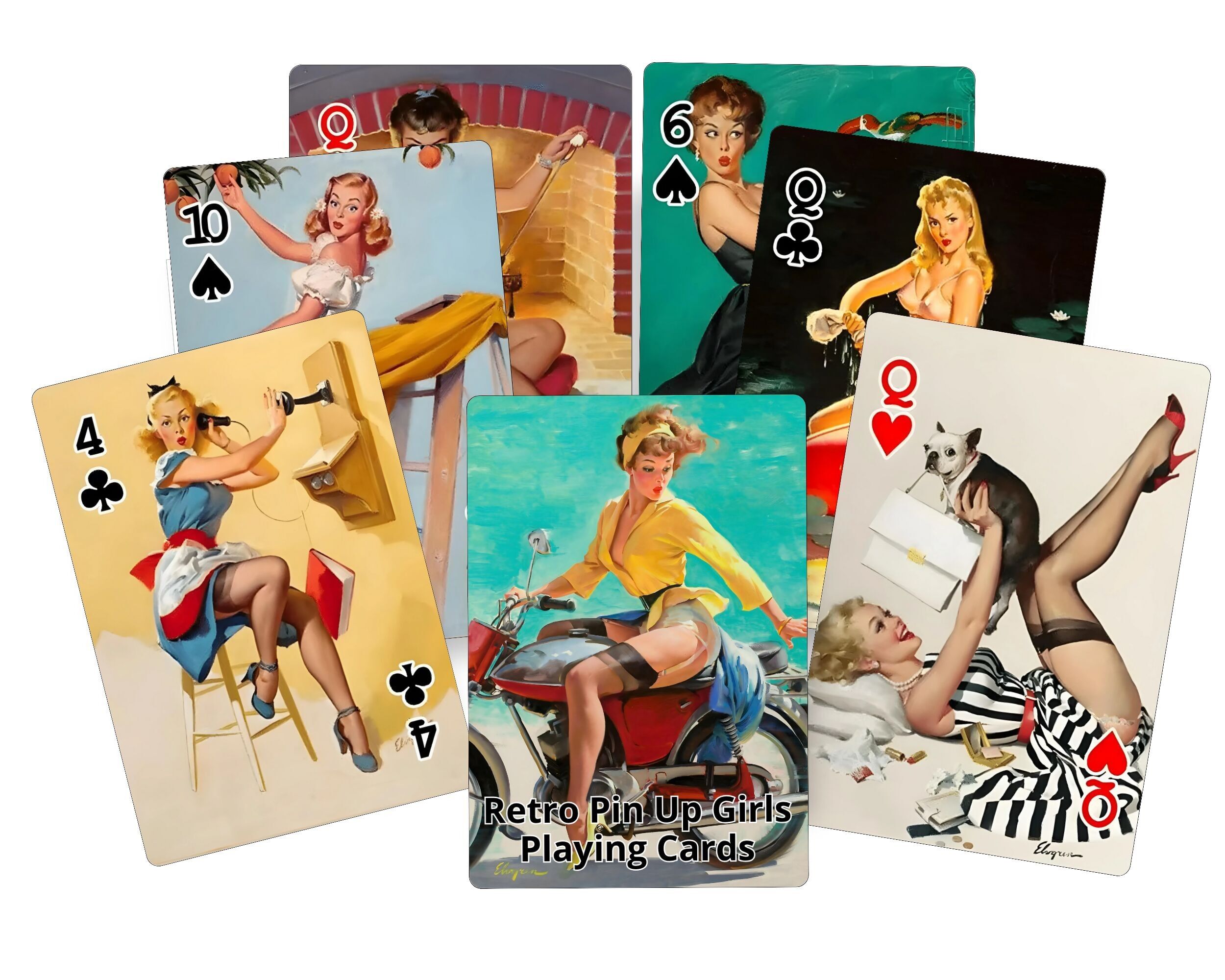 Retro Pin Up Girls Spielkarten - 54 Karten in Pokergröße