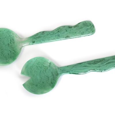 Servidor de ensalada de resina, verde (juego de 2), 12.40x3.93 pulgadas