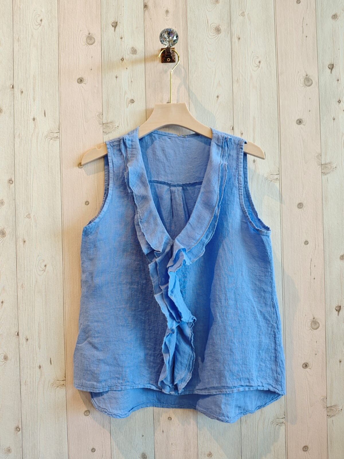 RIF 17461 T-SHIRT CON VOLANT IN LINO 100%