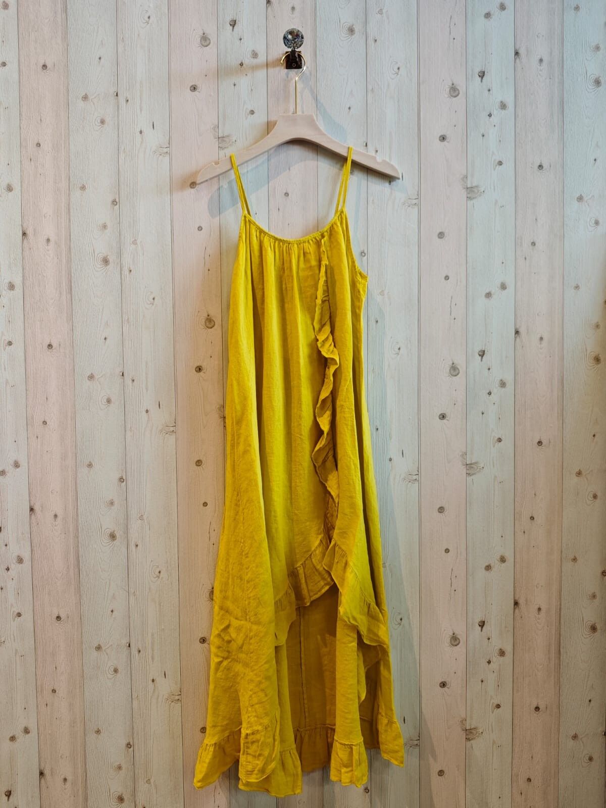 RIF 17621 ABITO CON SPALLINE E VOLANT IN 100% LINO