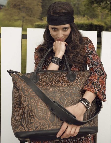 Luxury embossed leather weekender bag