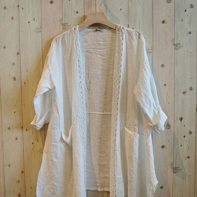 RIF 17863 CARDIGAN IN PIZZO DI LINO 100%