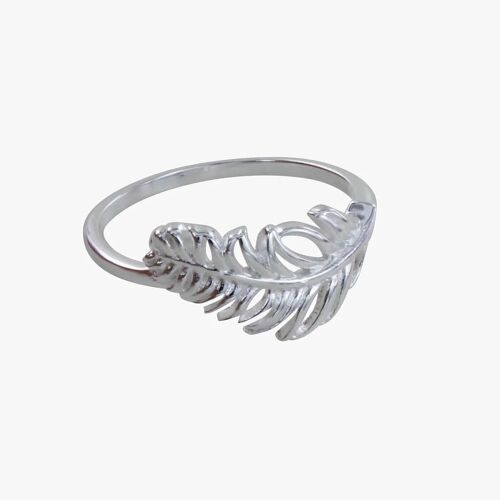 CR49MED Sterling Silver Settled Feather Ring