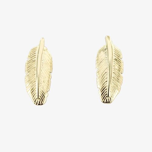 Small Sterling Silver Feather Studs Gold