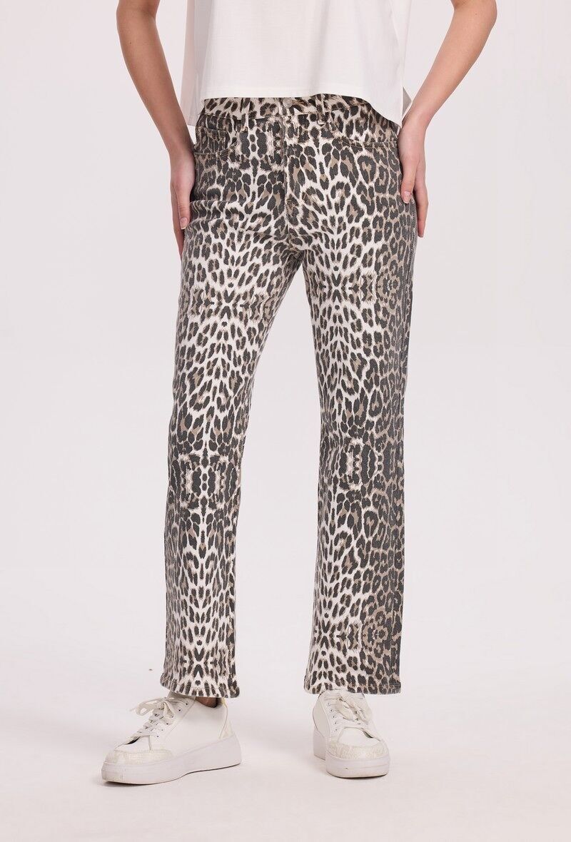 Pantaloni eleganti con stampa animalier