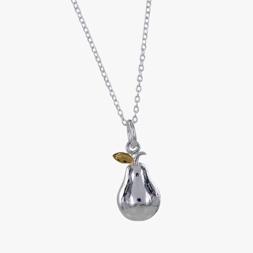 Sterling Silver Pear Charm Necklace