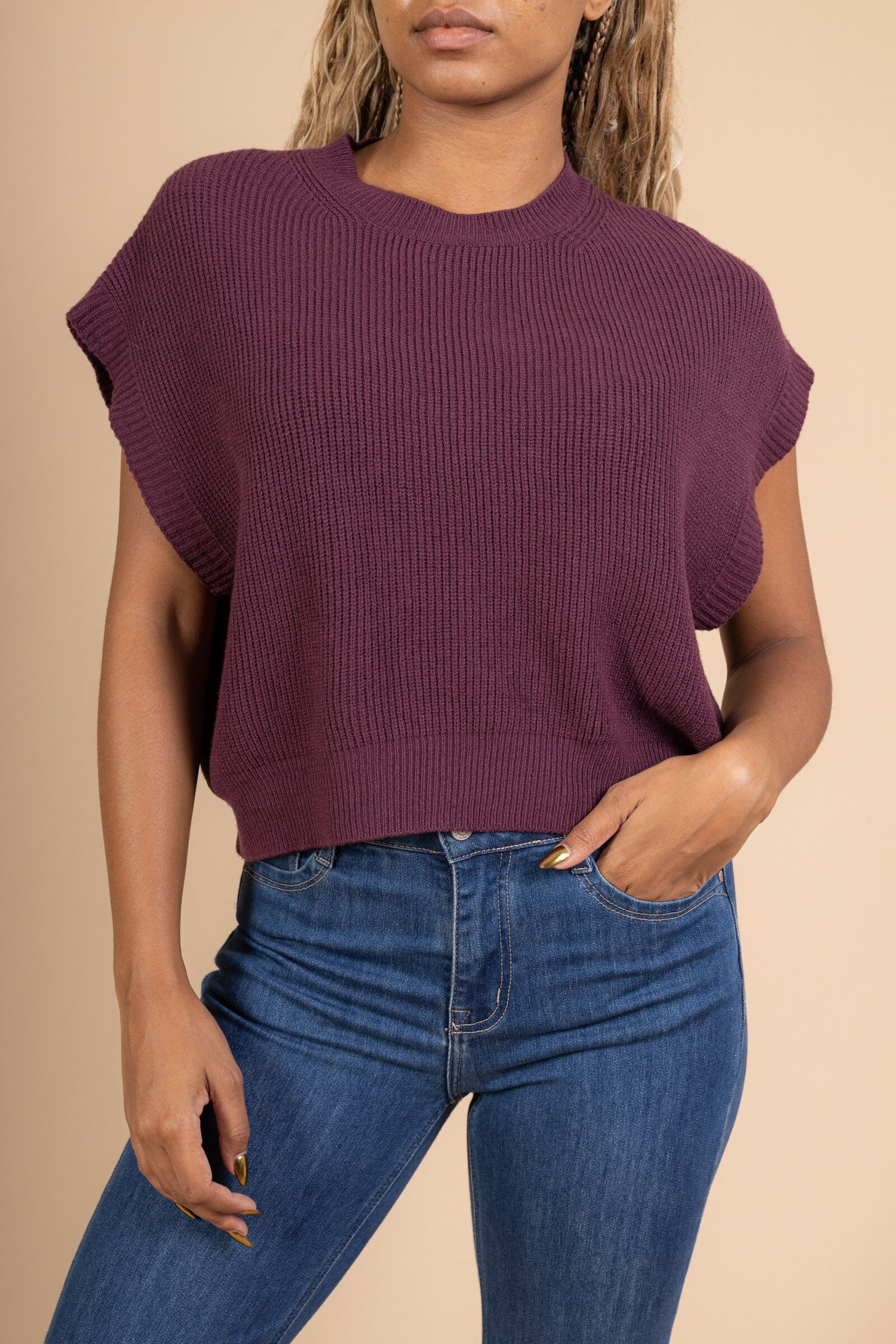 Pull Sans Manches Oversize en Maille – VISCOSE - 22005