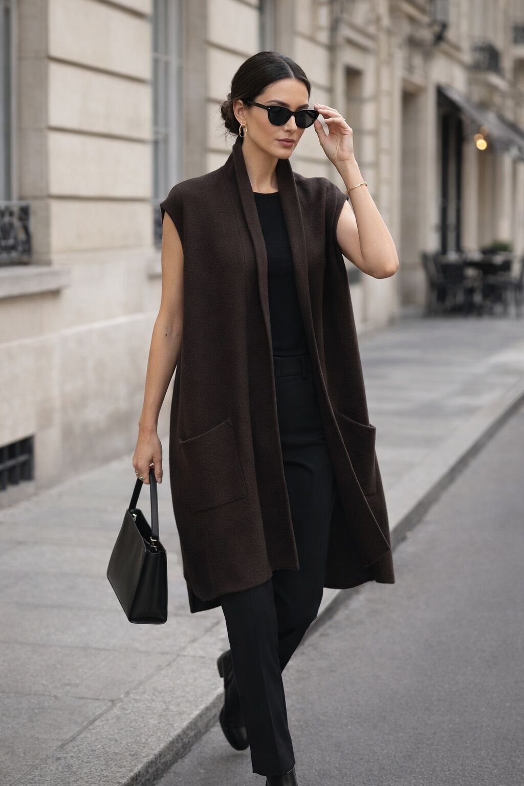 Long sleeveless vest with pockets - Viscose - 1189