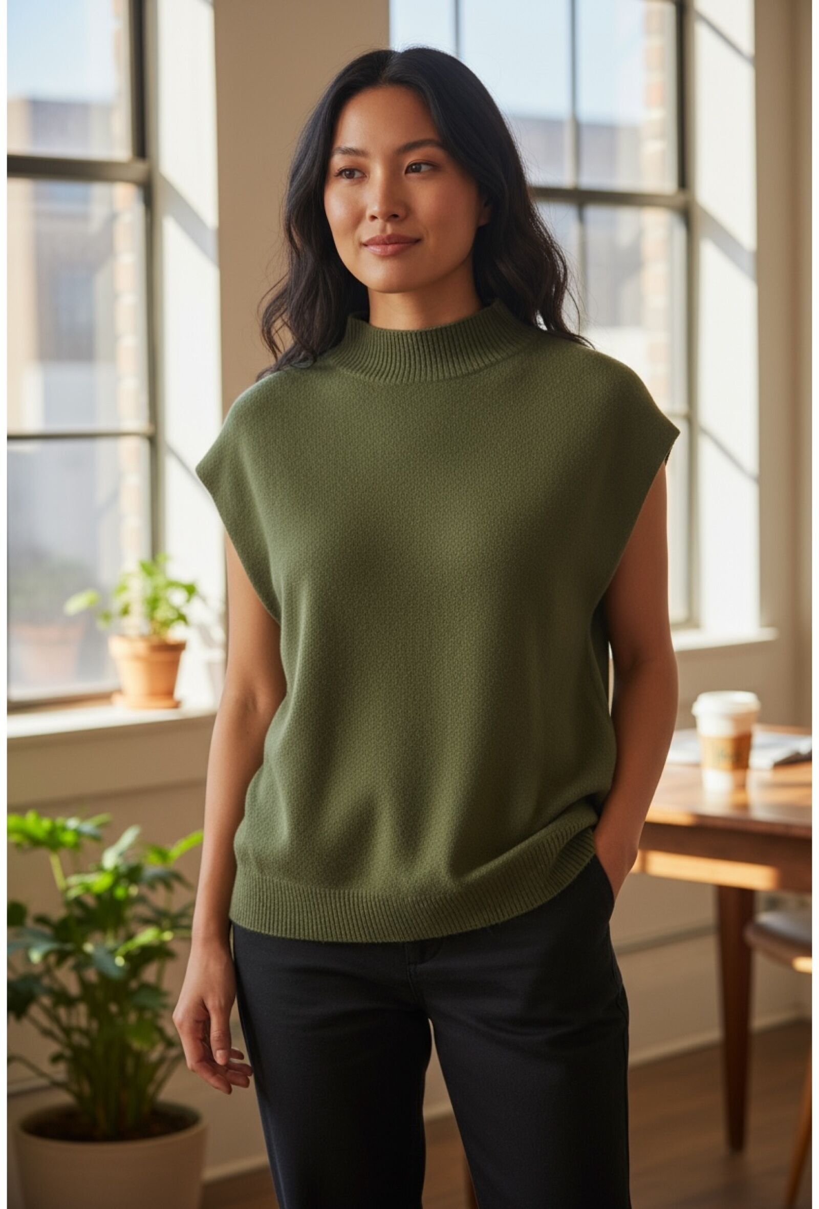 Camiseta de punto de cuello alto - VISCOSA - 1326