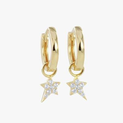 Pendientes de aro con pavé de noche estrellada en oro