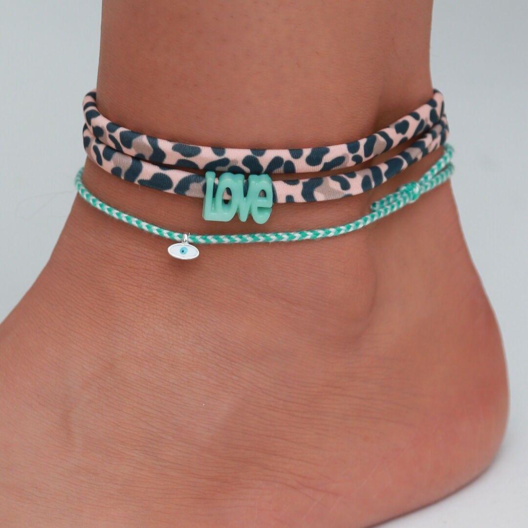 Set di 10 cavigliere leopardate.