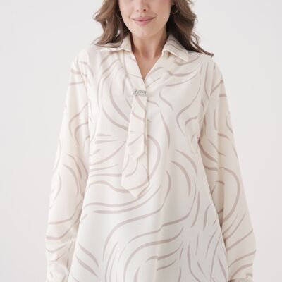 Blusa a maniche lunghe con stampa e spilla dal taglio rilassato