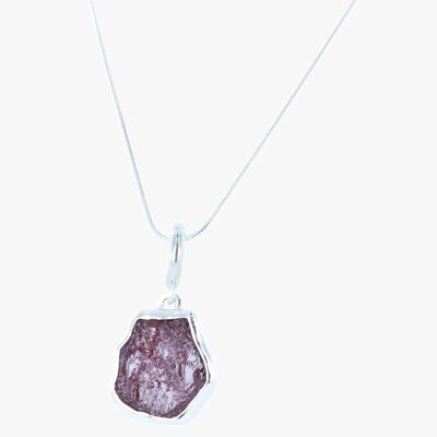 Collar con colgante de plata y piedra rugosa HS23RUBY