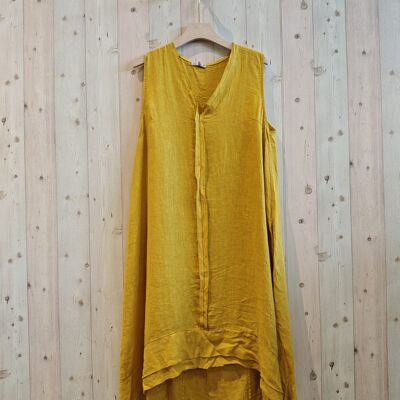 RIF 25813 ABITO CON MANICHE A GIROCOLLO IN LINO 100%