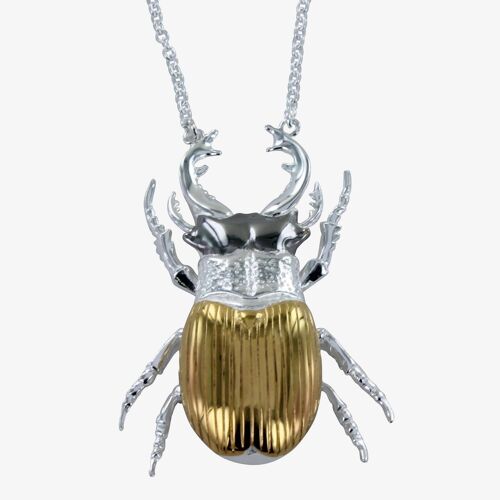 Gold Stag Beetle Necklace