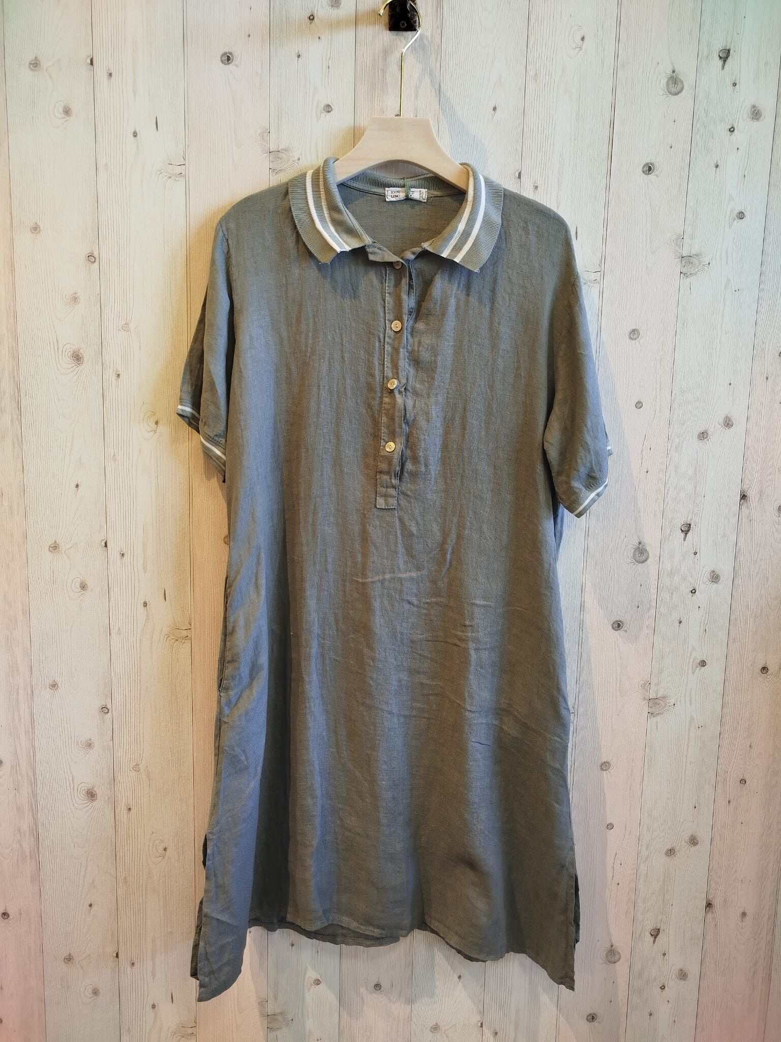 RIF 26175 ABITO CORTO STILE POLO 100% LINO