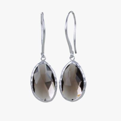 Boucles d'oreilles en argent sterling à quartz fumé