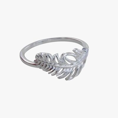 CR49SM Sterling Silver Settled Feather Ring