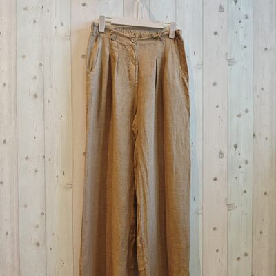 REF 30523 PANTALON CON UN BOTON LINO 100%