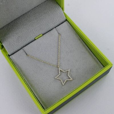White Gold and Diamond Star Necklace Gold