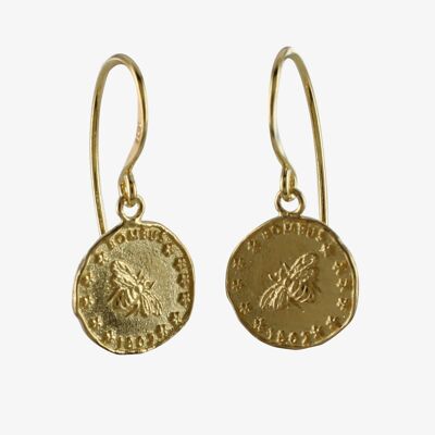 Pendientes Abeja Moneda Oro